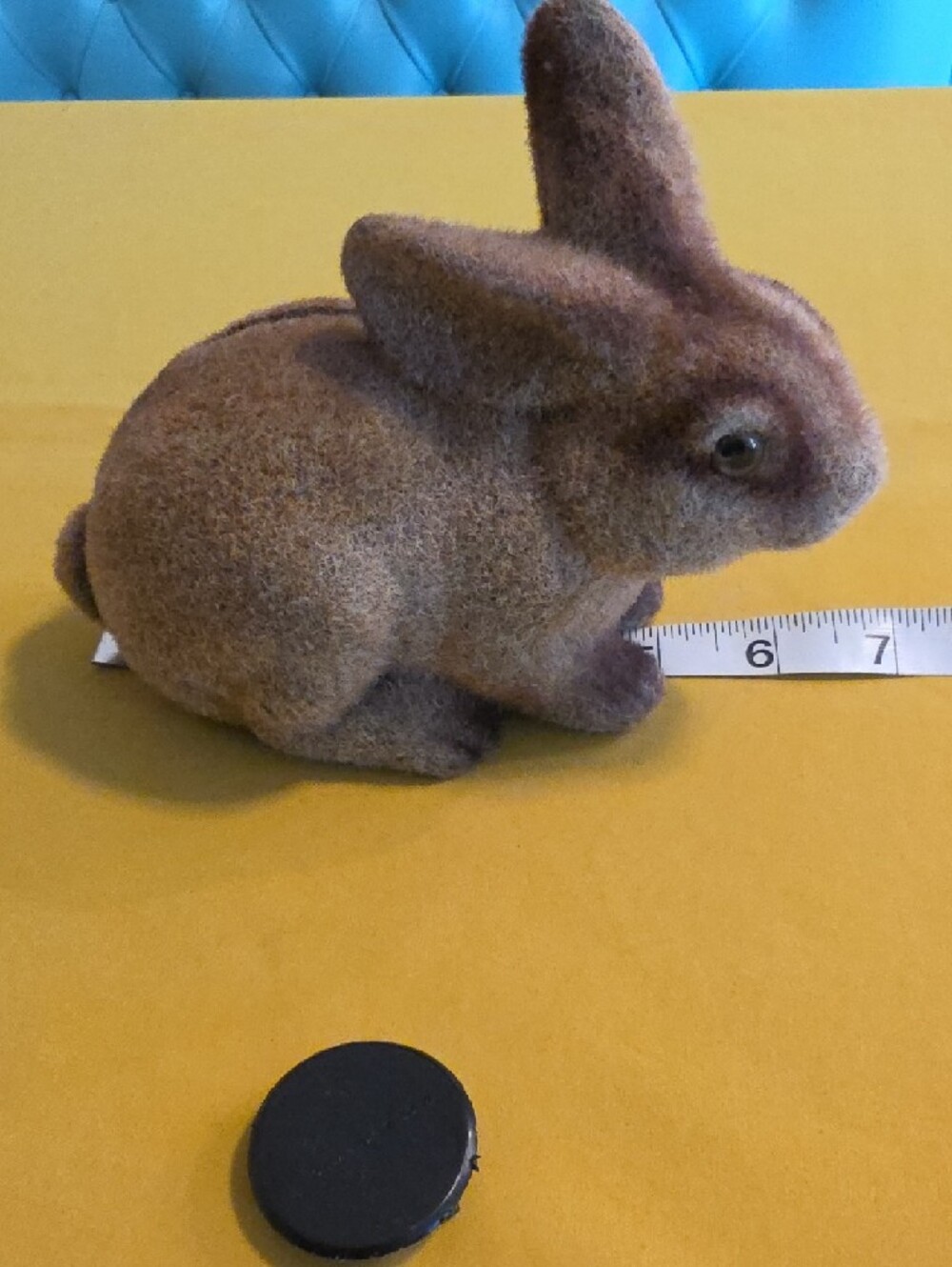 Vintage ▪︎ Fuzzy Flocked Bunny Coin Bank ▪ Good Condition ▪︎ Made In Hong Kong - Picture 11 of 15